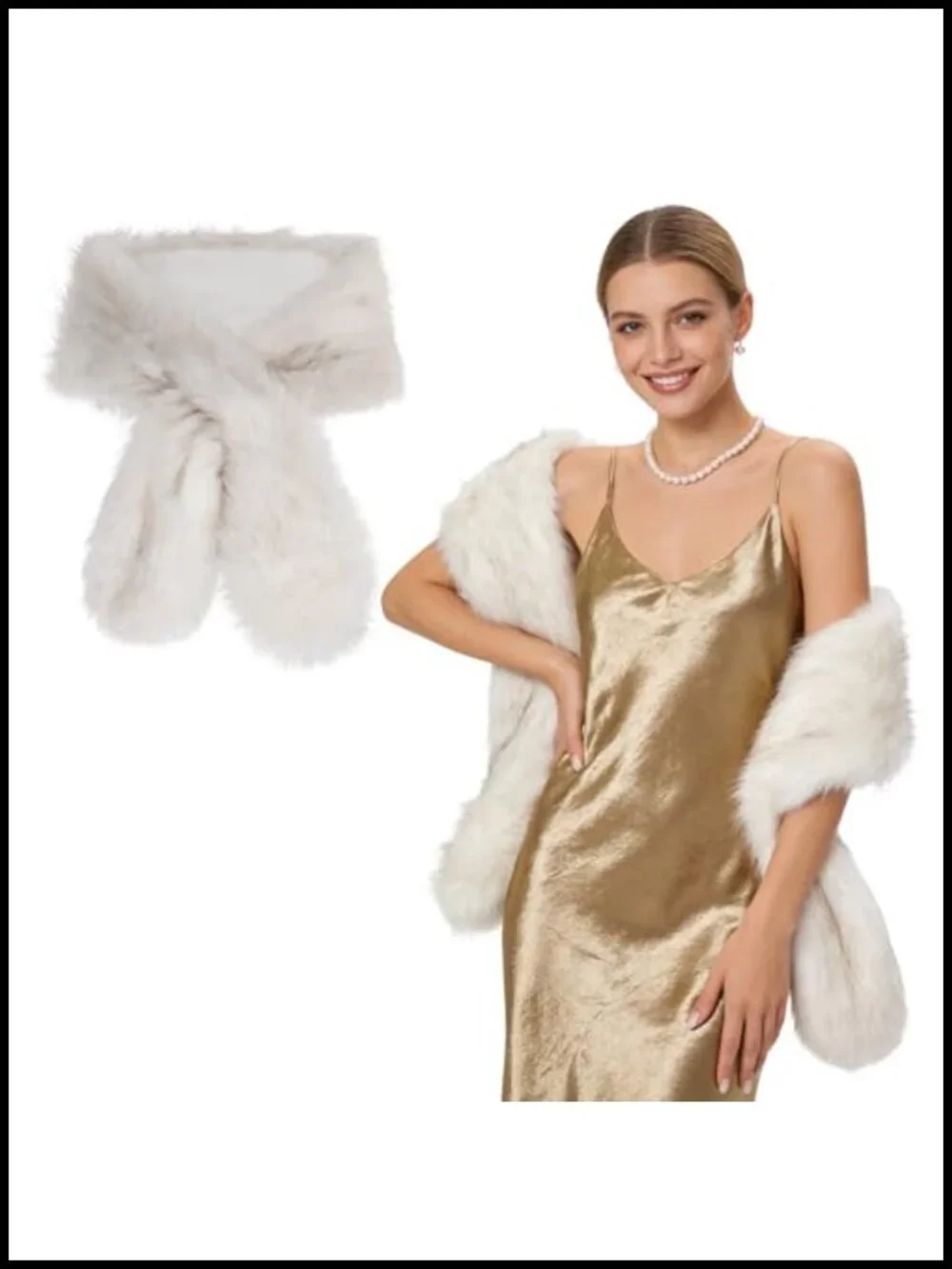 Faux Fur Shawl Wrap Stole Scarf for Women Evening Wedding